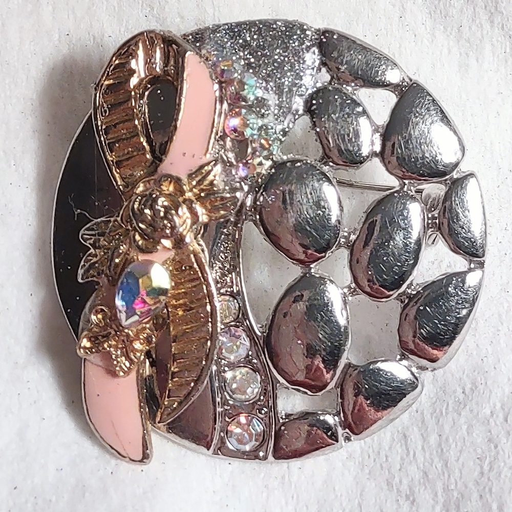 Breast Cancer Awareness Pink Ribbon Theme Brooch